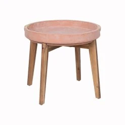 Wholesale 🤩 Australia Only - Marquee Terracotta Ceramic Side Table With Timber Legs ❤️