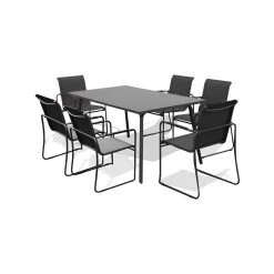 New 🔥 Australia Sale - Marquee 7 Piece Largo Dining Setting Charcoal 🔥