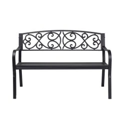 Flash Sale 👏 Australia Sale - Marquee 1.2m Black Steel And Cast Iron Mimosa Ornate Bench ⌛